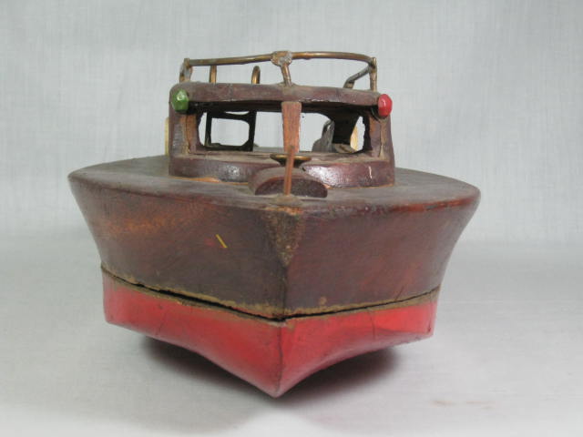 Vintage 1940s Handmade 21" Mahogany Wooden Solid Wood Toy Boat Ship No Reserve! 4