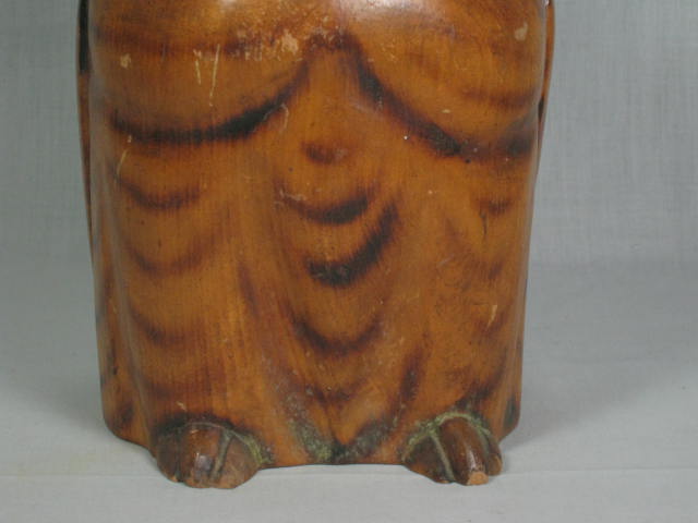 Vintage Antique Hand Carved Wooden Wood Owl Bird Tobacco Humidor Glass Eyes NR! 3