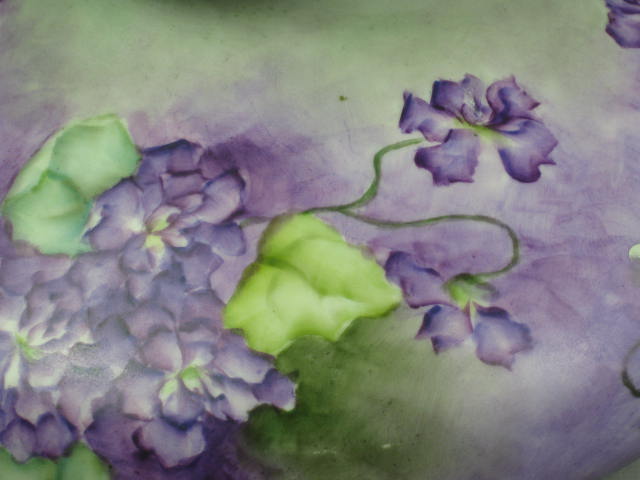 Antique Violet Lilac Lavender Purple & Gold T&V Limoges Squat Vase Signed Mazzei 4