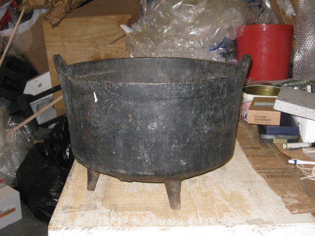 Vtg Antique Primitive Black Cast Iron Cauldron Cooking Cook Wash Pot Kettle NR!