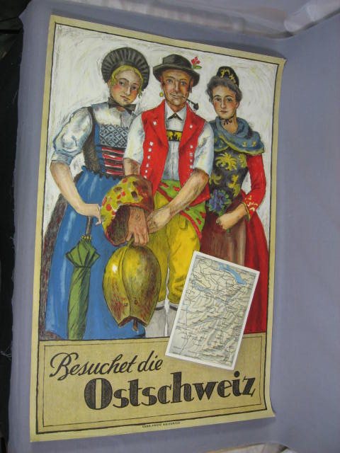 3 Swiss Switzerland Folklore Posters Cow Bell Travel + 6