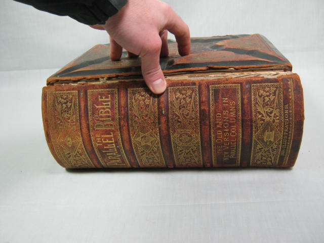 Antique 1886 Parallel Edition Illustrated Pictorial Holy Family Bible W/ Clasps 3