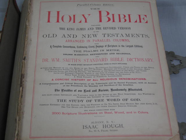 Antique 1886 Parallel Edition Illustrated Pictorial Holy Family Bible W/ Clasps 5