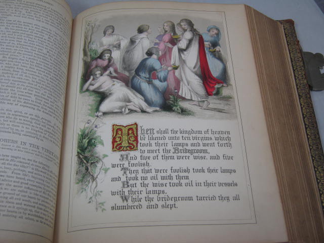 Antique 1886 Parallel Edition Illustrated Pictorial Holy Family Bible W/ Clasps 11