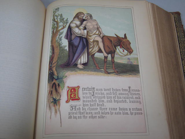 Antique 1886 Parallel Edition Illustrated Pictorial Holy Family Bible W/ Clasps 13