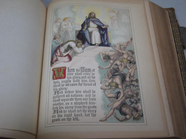 Antique 1886 Parallel Edition Illustrated Pictorial Holy Family Bible W/ Clasps 17