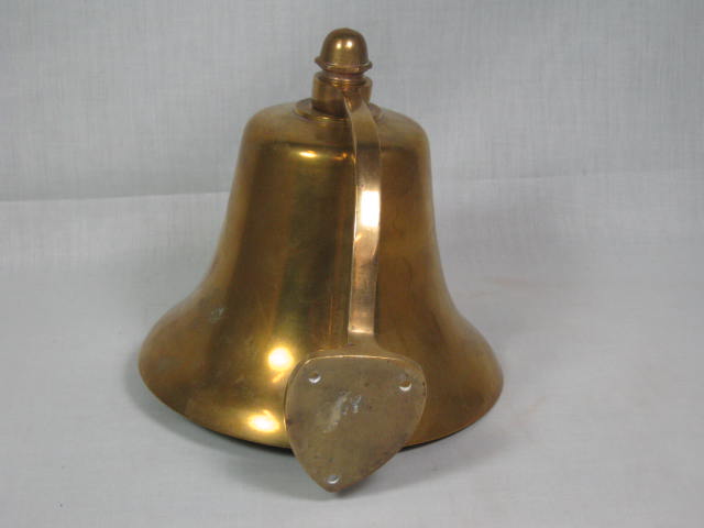 Vintage Antique USN US Navy Military 7" Inch Brass Ships Bell With Wall Bracket 4