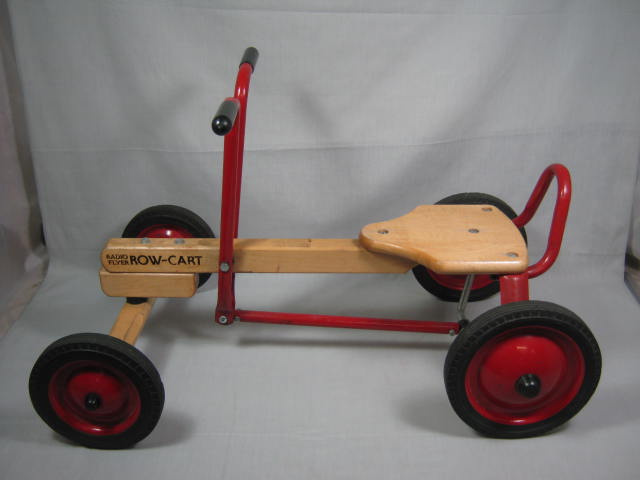 Vtg Radio Flyer Row-Cart Kids 4-Wheel Ride On Riding Wood Wooden Car Scooter NR!