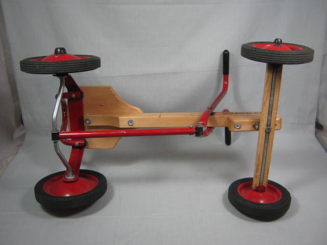 Vtg Radio Flyer Row-Cart Kids 4-Wheel Ride On Riding Wood Wooden Car Scooter NR! 2