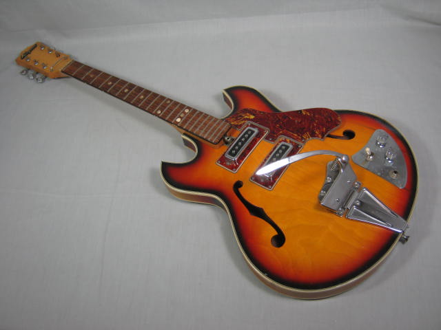 Vtg 1960s Teisco Del Ray Rey Kingston Semi Hollow Body Electric Guitar Sunburst