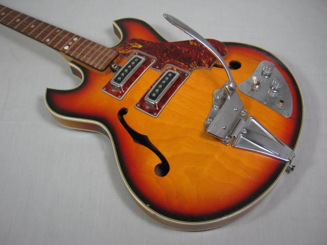Vtg 1960s Teisco Del Ray Rey Kingston Semi Hollow Body Electric Guitar Sunburst 1