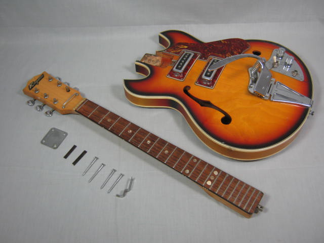 Vtg 1960s Teisco Del Ray Rey Kingston Semi Hollow Body Electric Guitar Sunburst 10