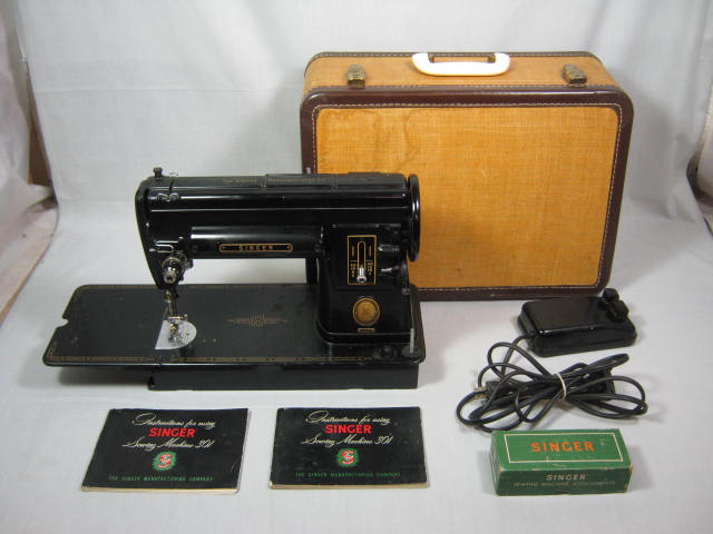 Vtg 1951 Singer 301A Sewing Machine W/ Manual Pedal Case Attachments NO RESERVE!