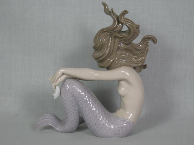 Lladro 1982 Illusion Seated Mermaid #1413 Porcelain Figurine Nude with Pearl NR! 4