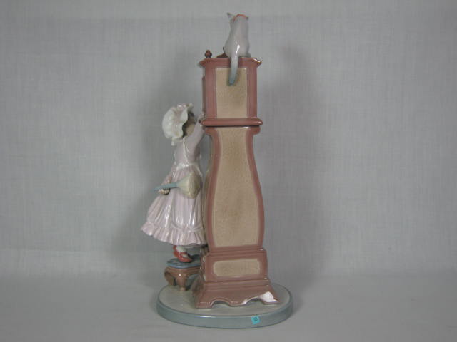 Lladro Bedtime Girl With Grandfather Clock & Cat Porcelain Figurine #5347 NR! 4