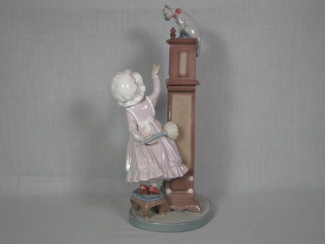 Lladro Bedtime Girl With Grandfather Clock & Cat Porcelain Figurine #5347 NR! 5