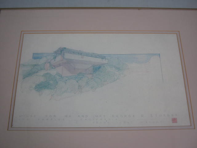 Vtg Frank Lloyd Wright George D Sturges House Architecture Drawing Print NO RES! 1