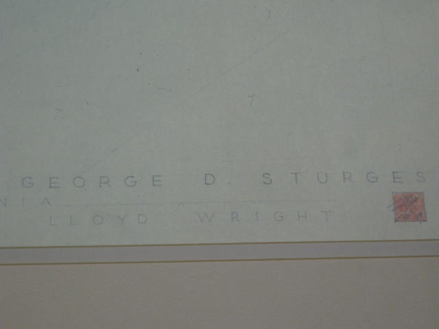 Vtg Frank Lloyd Wright George D Sturges House Architecture Drawing Print NO RES! 4