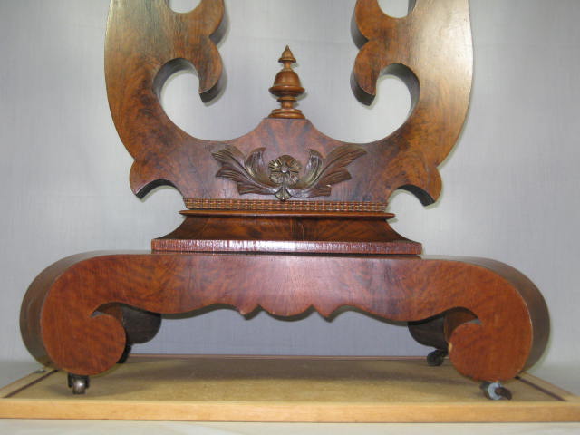 Antique Circa 1850 Empire Walnut Card Game Table Lyre Base Folding Swivel Top 3