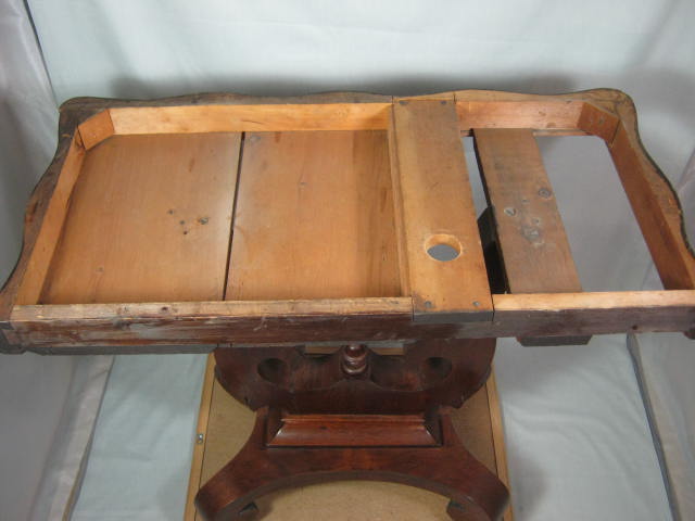 Antique Circa 1850 Empire Walnut Card Game Table Lyre Base Folding Swivel Top 22