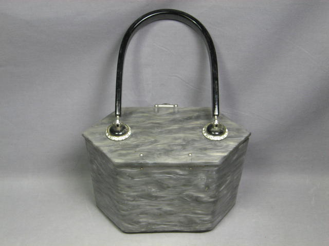 Vintage Rialto Gray Pearl Lucite Bakelite Purse Handbag 1