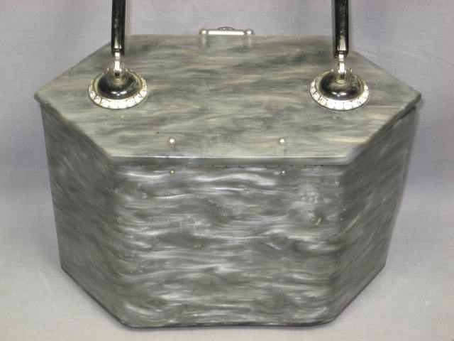 Vintage Rialto Gray Pearl Lucite Bakelite Purse Handbag 3