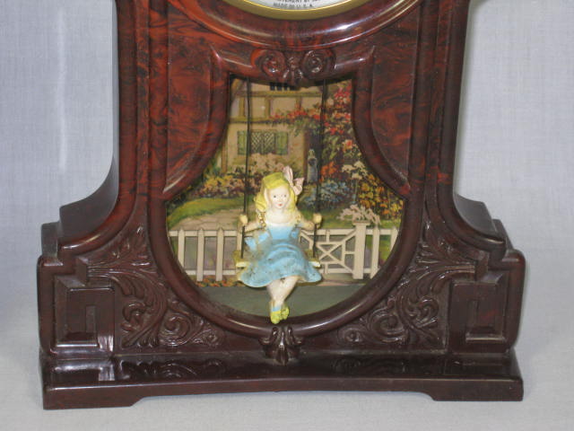 2 Vintage Mastercrafters Mantle Clocks Fireplace #272 Girl On Swing #119 No Res! 2