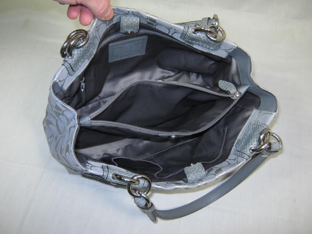 Coach Penelope Signature Silver Carryall Handbag Bag F16540 NO RESERVE PRICE! 5
