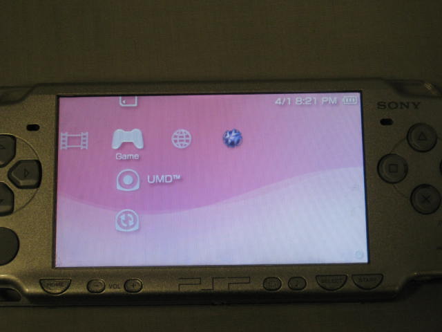 Silver Sony PSP 2001 Portable Handheld Console System +Charger Case Games UMD NR 2