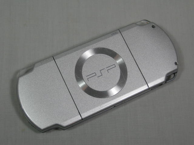 Silver Sony PSP 2001 Portable Handheld Console System +Charger Case Games UMD NR 6