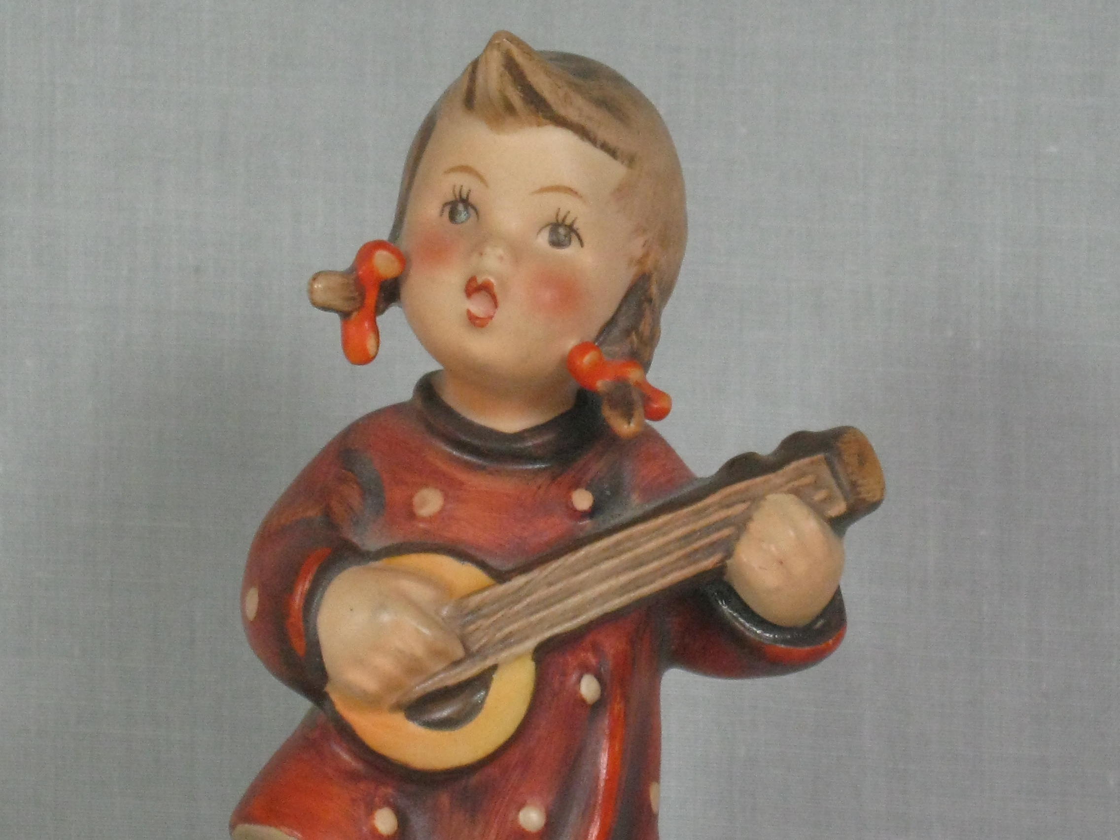 Vintage Hummel Figurine Happiness 86 TMK-2 Girl With Banjo Full Bee Mark Germany 1