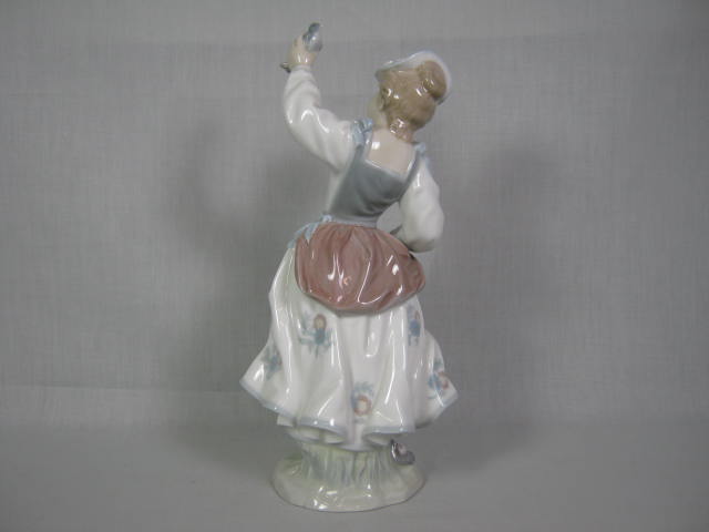 Vintage Lladro Porcelain 11" Figurine Girl And Sparrow 4758 Woman With Bird NR! 5
