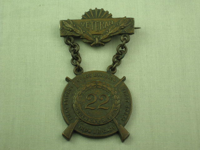 Civil War Veteran Badge Medal 1861 1863 1st Iron Brigade Division Corps 22nd Reg