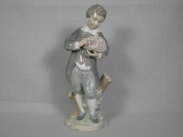 Vintage Lladro Porcelain Figurine Doncel With Rose 4757 Man Boy With Flowers NR!