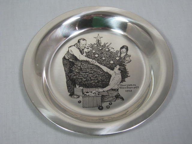 1973 Franklin Mint Norman Rockwell Sterling Silver Xmas Plate Trimming the Tree 2