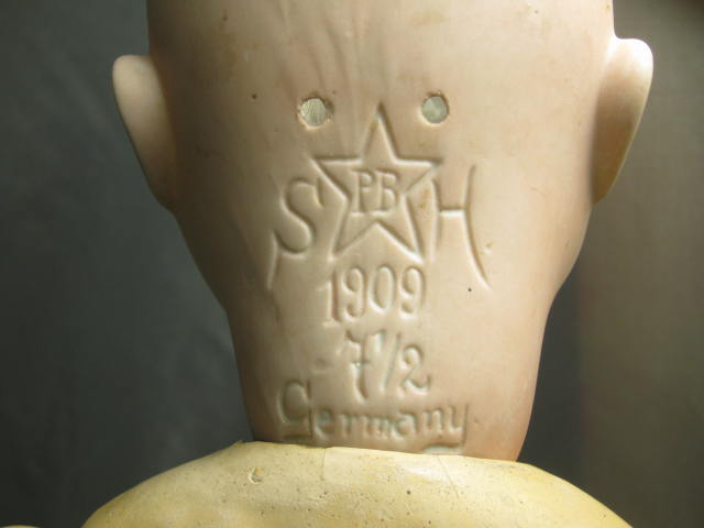 Vtg Schoenau & Hoffmeister #1909 24" German Bisque Head Doll Composition Body NR 9
