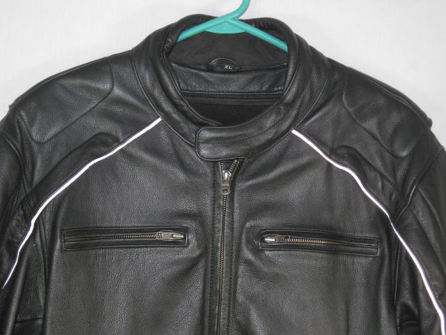 Harley Davidson XL Black Leather Motorcycle Jacket Willie G Reflective MINT! NR! 1