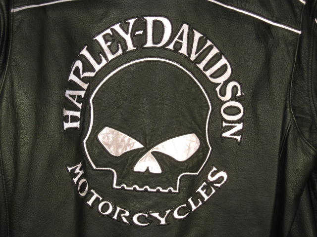 Harley Davidson XL Black Leather Motorcycle Jacket Willie G Reflective MINT! NR! 4