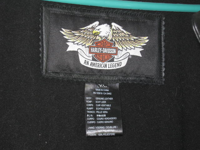Harley Davidson XL Black Leather Motorcycle Jacket Willie G Reflective MINT! NR! 6