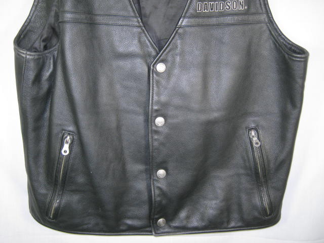 Harley Davidson Motorcycles Black Leather Vest Embroidered Eagle Size Large NR! 2