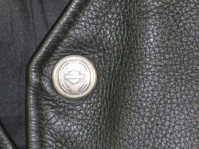 Harley Davidson Motorcycles Black Leather Vest Embroidered Eagle Size Large NR! 5