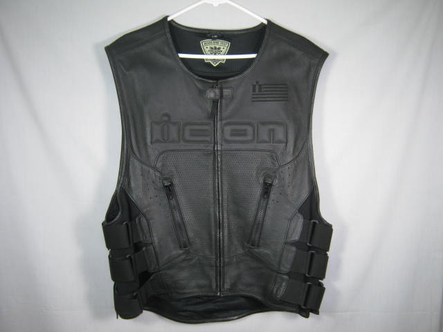 Icon Field Armor L-XL Search + Destroy Black Leather Regulator Vest Kevlar Armor 2