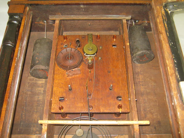 Antique Samuel Terry Transitional Wood Wooden Works Movement Mantle Shelf Clock 5