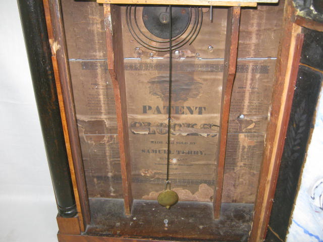 Antique Samuel Terry Transitional Wood Wooden Works Movement Mantle Shelf Clock 7