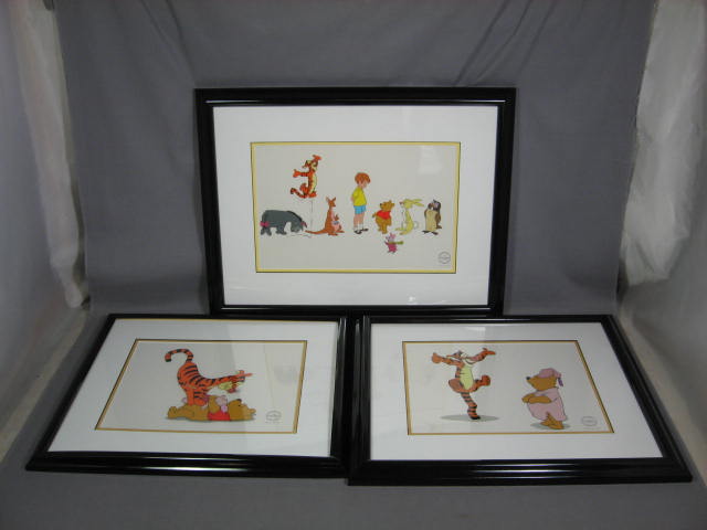 3 Disney Winnie The Pooh LE Animation Art Sericels NR