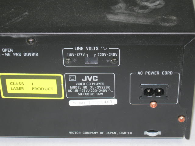 JVC XL-SV22 NTSC/PAL Video Karaoke Single Disc VCD/CD Player NO RESERVE PRICE! 5