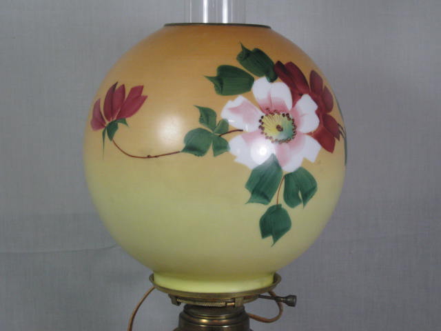 Vintage Antique Hand Painted 22" Inch Double Globe GWTW Hurricane Lamp NO RES! 2