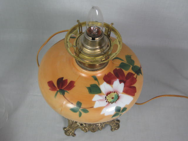 Vintage Antique Hand Painted 22" Inch Double Globe GWTW Hurricane Lamp NO RES! 9