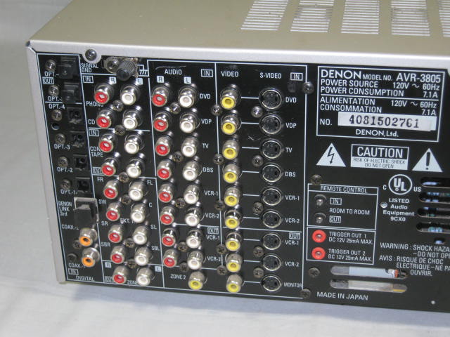 Denon AVR-3805 7.1 Channel 770 Watt Home Theatre Receiver + RC-969 Remote Manual 6