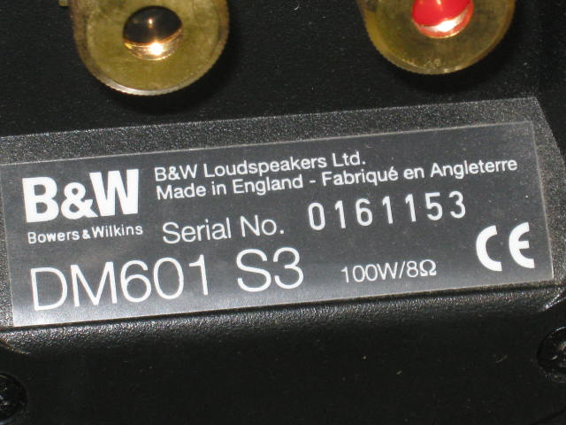 B&W Bowers & Wilkins DM601 S3 Black Bookshelf Stereo Speakers NO RESERVE PRICE! 8